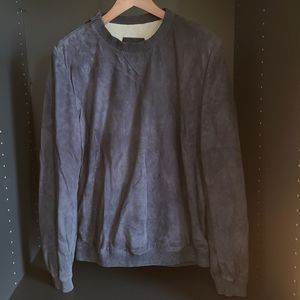 BALLY dark navy suede leather sweater